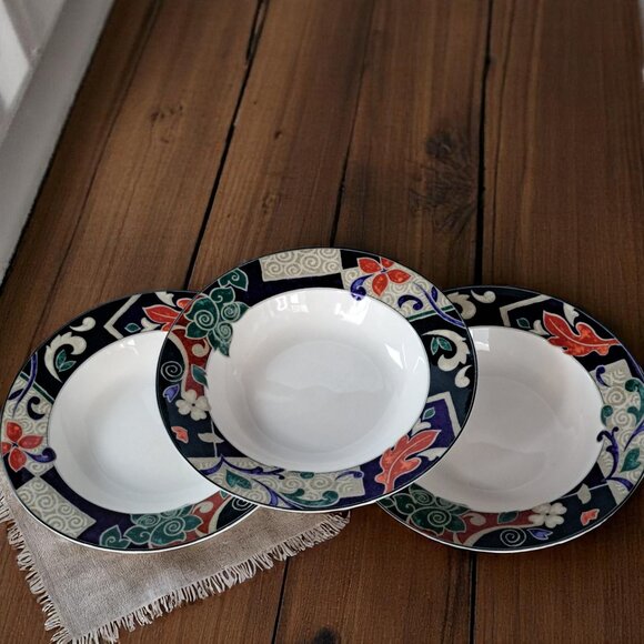 3 Pc. Christopher Stuart Optima HK201 Pasha's Palace Rimmed Soup Bowls 9.5" - Picture 3 of 14